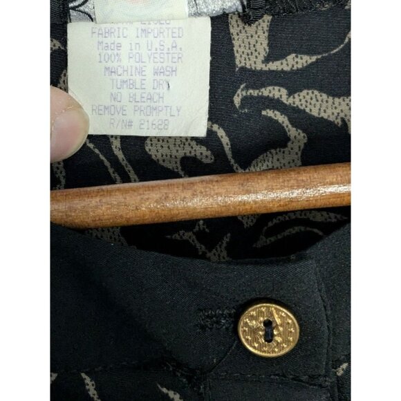 Breli Originals Blk Tan Patterned Dress Button Front Midi Gold Buttons Sz 14 - Picture 11 of 15